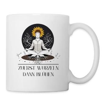 Seidenblumen Meditation mit Sonnenblume - Tasse - Weiß - Rechts