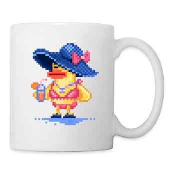 Pixel art Duck on the Beach in a swimsuit  - Mug - white - Right