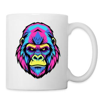Illustration d’art de gorille au néon - Mug blanc - blanc - Droite