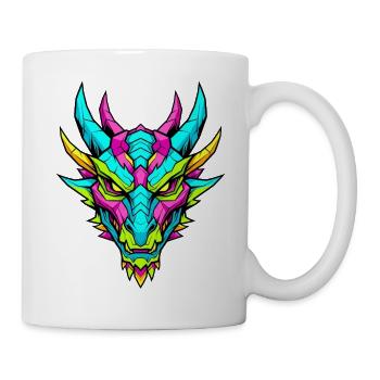 Neon-Drachen-Design für Fantasy und Gaming - Tasse - Weiß - Rechts