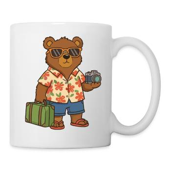 Ours joueur en tenue de vacances d’été - Mug blanc - blanc - Droite