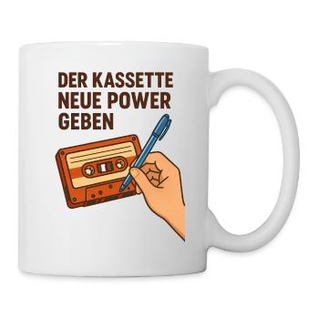 Retro Tape Kassette V2K Pop-Art Vintage Nostalgie  - Tasse - Weiß - Rechts