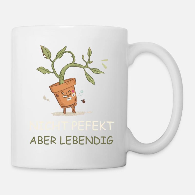 Lebendige Topfpflanze mit Witz - Mug blanc - blanc