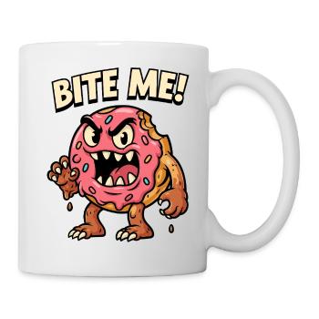 Bissiger Donut Monster Illustration - Tasse - Weiß - Rechts