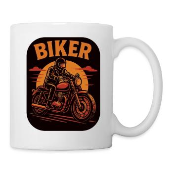 Biker stylish motorcyclist illustration - Mug - white - Right
