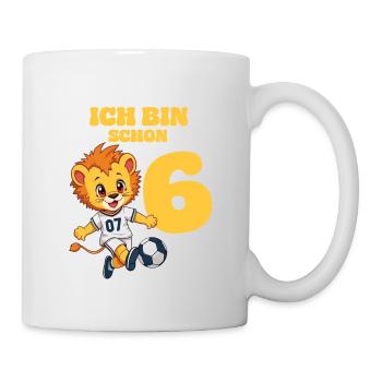 6. Geburtstag Fußball Löwe  - Tasse - Weiß - Rechts
