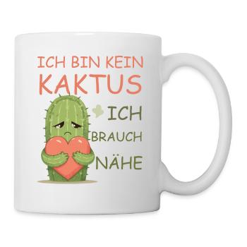 Kaktus mit Herz – Nähe statt Stacheln - Tasse - Weiß - Rechts
