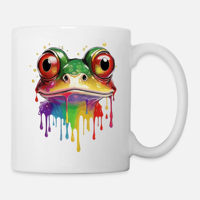 Bunter Regenbogen Frosch Kunstdruck - Tasse - Weiß