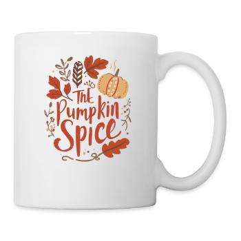 Herbstliches Kürbis-Design mit Blättern Pumpkin  - Tasse - Weiß - Rechts