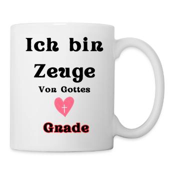 Herz mit Kreuz und Gnade Schriftzug - Tasse - Weiß - Rechts