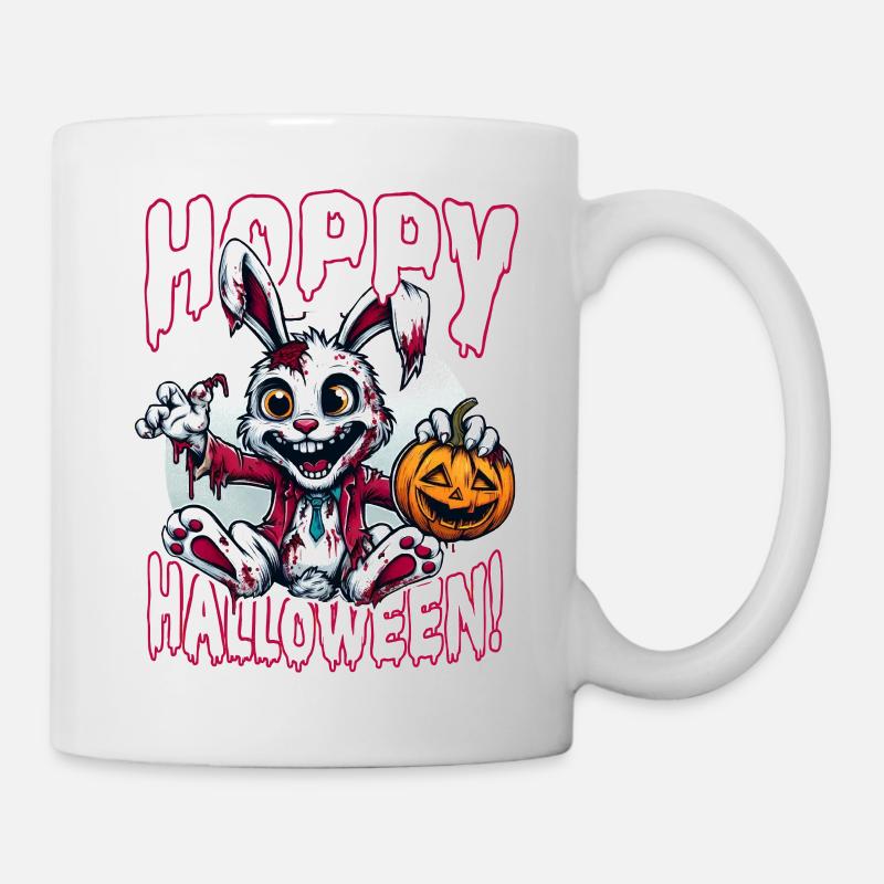 Zombie Lapin Houblonné Halloween Effrayant Fun - Mug blanc - blanc