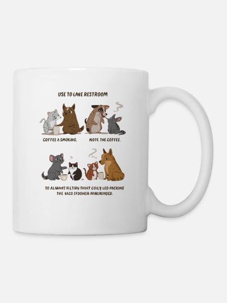 Animal Café Crew Chats Chiens Dessin animé - Mug blanc - blanc
