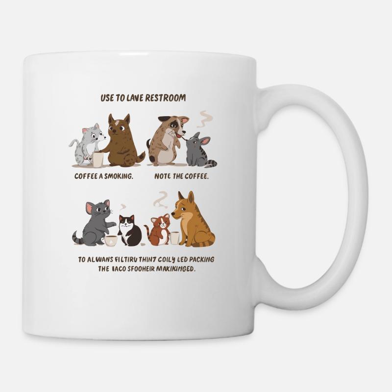 Animal Café Crew Chats Chiens Dessin animé - Mug blanc - blanc