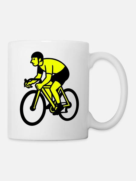 Neon Wheel Silhouette Cyclist - Mug - white
