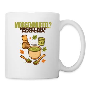 Morgenmuffel Kaffee Matcha Tasse Frühstück  - Tasse - Weiß - Rechts