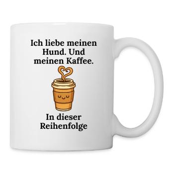 Kaffeeherz Becher Illustration Hund Kaffeeliebe - Tasse - Weiß - Rechts