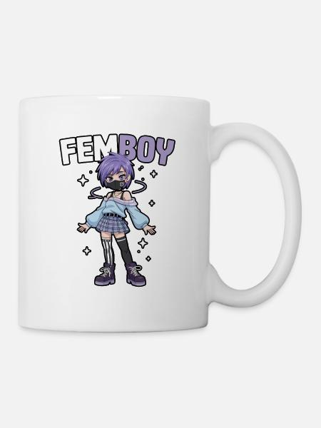 Femboy au look emo avec paillettes - Mug blanc - blanc