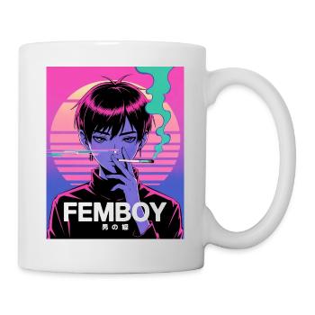 Vaporwave Femboy mit Glitch-Style - Tasse - Weiß - Rechts