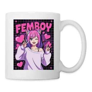 Süßer Anime Femboy mit Katzenohren - Tasse - Weiß - Rechts