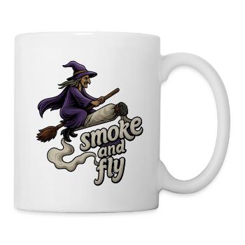 Sorcière sur le balai vole haut - Mug blanc - blanc - Droite