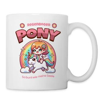 Rainbow Pony Cuddle Art dans le style Kawaii - Mug blanc - blanc - Droite