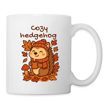 Cuddly autumn hedgehog with tea cozy - Mug - white - Right