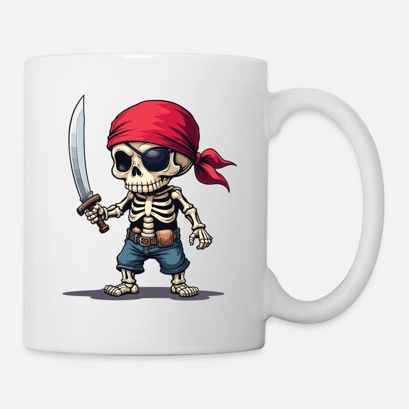 Squelette de pirate avec épée - Mug blanc - blanc