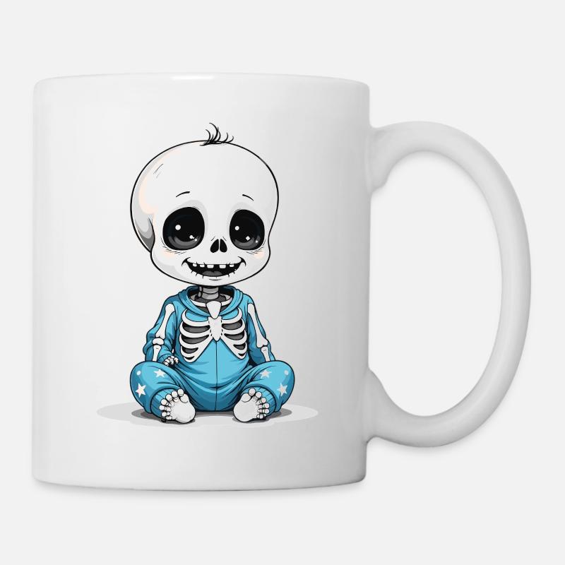 Bébé squelette en pyjama bleu - Mug blanc - blanc