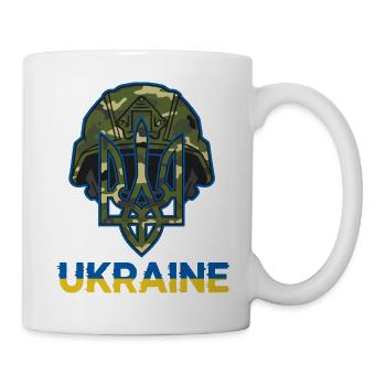 Ukraine Trident Camouflage Helm - Tasse - Weiß - Rechts