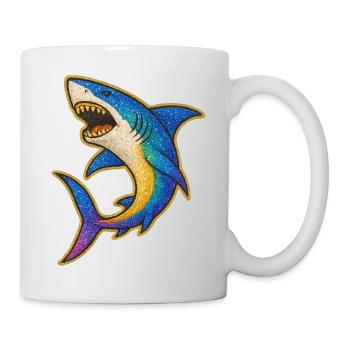 Hai | Rainbow Shark Patch Art - Tasse - Weiß - Rechts