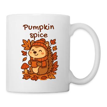 Kürbiswürze Igel mit warmem Becher Pumpkin Spice  - Tasse - Weiß - Rechts
