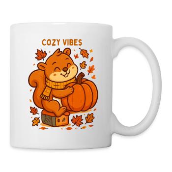 Kuscheliges Eichhörnchen mit Kürbis Herbst - Tasse - Weiß - Rechts
