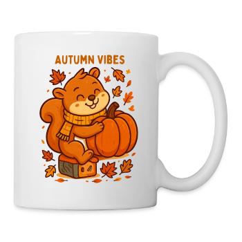 Herbstiges Eichhörnchen mit Kürbis Herbst autumn  - Tasse - Weiß - Rechts
