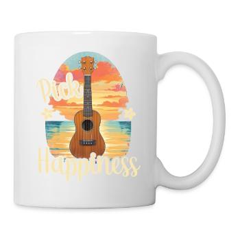 Pick Happiness! Ukulele Sunset - Tasse - Weiß - Rechts