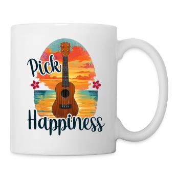 Pick Happiness! Ukulele Sunset - Tasse - Weiß - Rechts