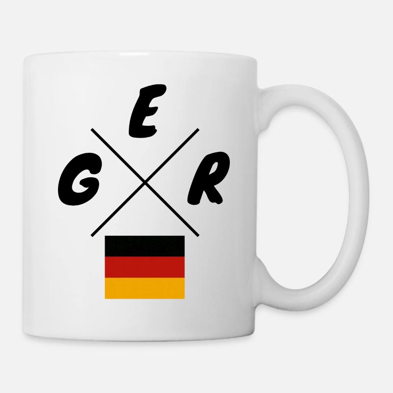 Deutsche Flaggen GER Schriftzug - Tasse - Weiß
