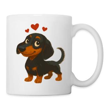 Dessin animé teckel amoureux - motif de chien mignon - Mug blanc - blanc - Droite