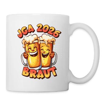 JGA 2026 Braut Bier Alkohol Saufen Party Lustig - Tasse - Weiß - Rechts