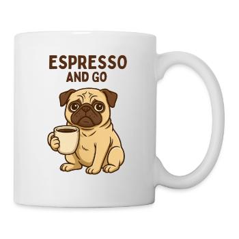 Espresso and Go Pug Motif Dog Coffee Design - Mug - white - Right