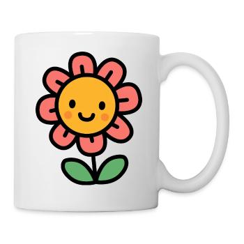Kawaii flower with large bloom - Mug - white - Right