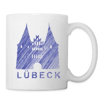 Lübeck Holsten Gate – Artistic Sketch Style - Mug - white - Right