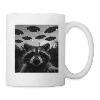 Raccoon Selfie with Alien UFO - Mug - white - Right