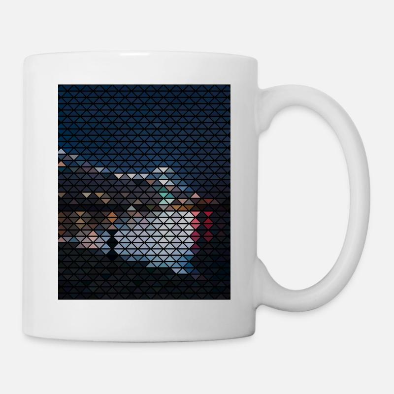 Géométrique coucher de soleil Chien Silhouette - Mug blanc - blanc