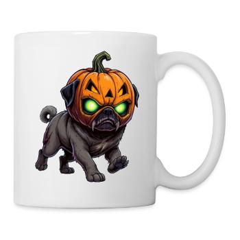 Creepy Halloween Carlin Zombie Chien Dessin animé Citrouille - Mug blanc - blanc - Droite
