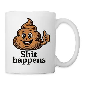 Shit Happens Funny Poop Pile Fun Shirt - Mug - white - Right