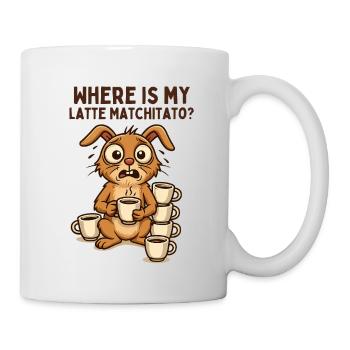 Kaffee Hase Chaos Cartoon Frühstück Koffein  - Tasse - Weiß - Rechts