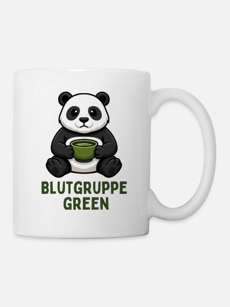 Blutgruppe Green Panda Tee Design  - Tasse - Weiß