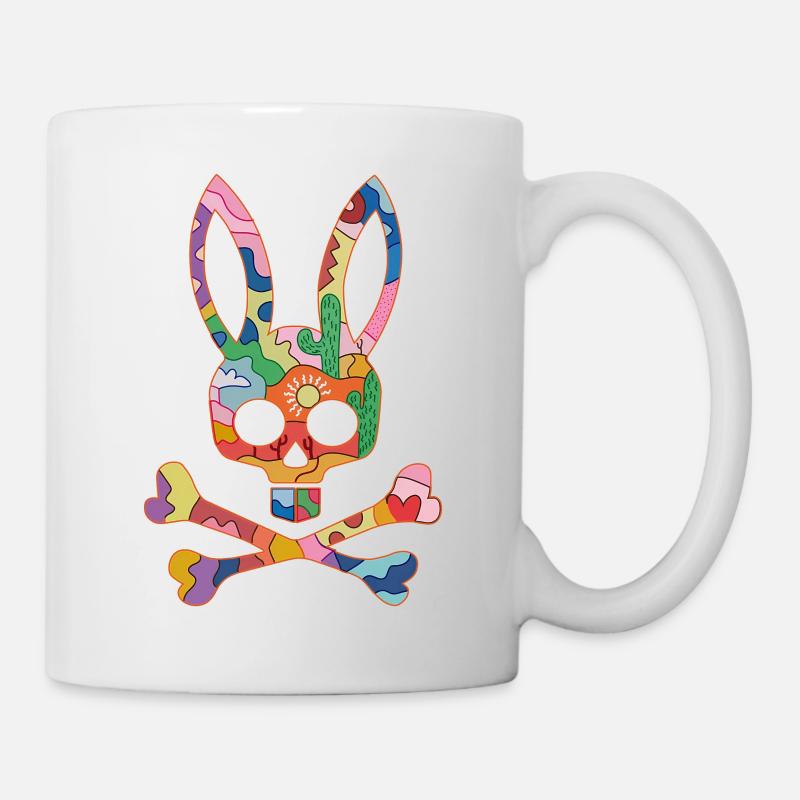 Écusson de lapin crâne arc-en-ciel - Mug blanc - blanc