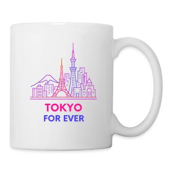 Neon Skyline Paris to Tokyo Design Silhouette  - Tasse - Weiß - Rechts