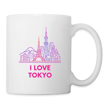 Tokyo Neon Skyline Liebe Japan Silhouette  - Tasse - Weiß - Rechts